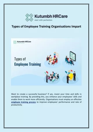 Types of Employee Training Organisations Impart