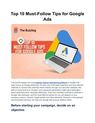 Top 10 Must-Follow Tips for Google Ads