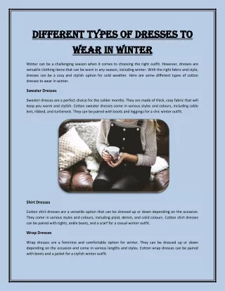 Different Types of Dresses to Wear in Winter