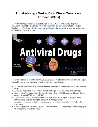 Antiviral drugs Market Size, Share, Trends and Forecast (2035)