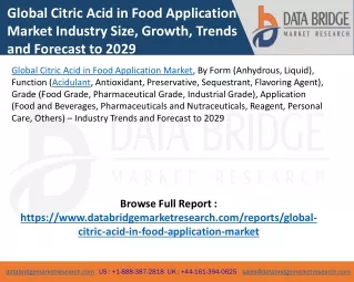 Citric Acid in Food Application Market