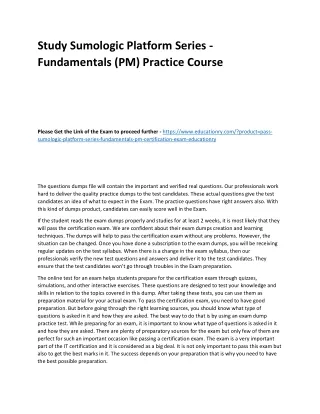 Study Sumologic Platform Series - Fundamentals (PM) Practice Course