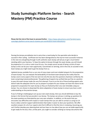 Study Sumologic Platform Series - Search Mastery (PM) Practice Course