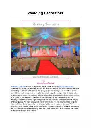 Wedding Decorators _ Memories Unlimited