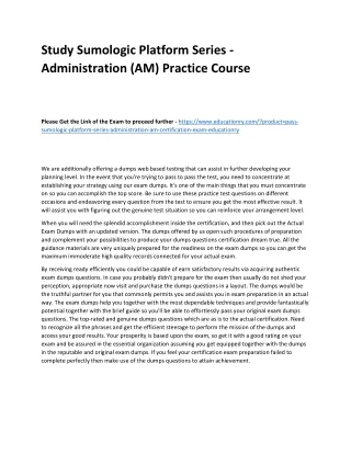 Study Sumologic Platform Series - Administration (AM) Practice Course