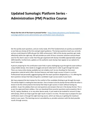 Updated Sumologic Platform Series - Administration (PM) Practice Course