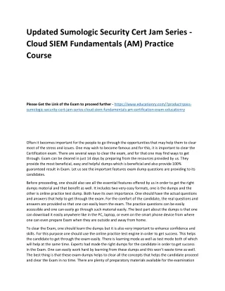 Updated Sumologic Security Cert Jam Series - Cloud SIEM Fundamentals (AM) Practi