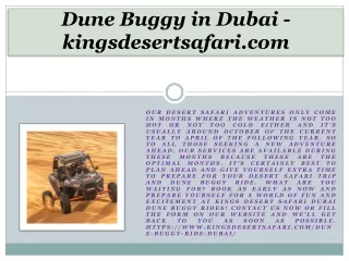 Dune Buggy in Dubai - kingsdesertsafari.com