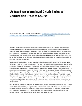 Updated Associate level GitLab Technical Certification Practice Course