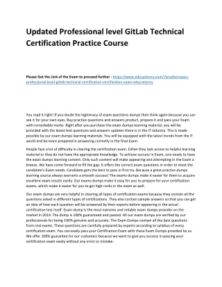 Updated Professional level GitLab Technical Certification Practice Course