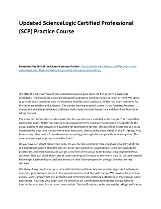 Updated ScienceLogic Certified Professional (SCP) Practice Course