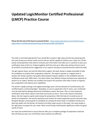 Updated LogicMonitor Certified Associate (LMCA) Practice Course