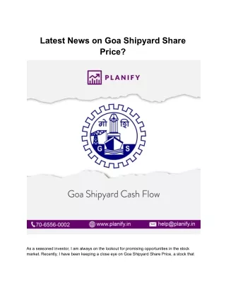 Latest News on Goa Shipyard Share Price