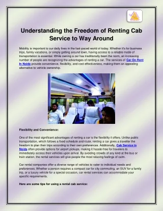 Car On Rent In Noida