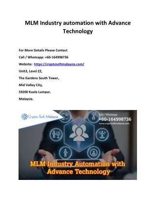 MLM Industry automation with Advance technology