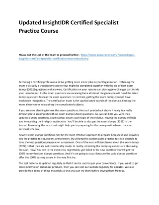 Updated InsightIDR Certified Specialist Practice Course