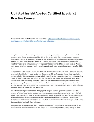 Updated InsightAppSec Certified Specialist Practice Course