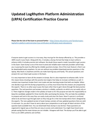 Updated LogRhythm Platform Administration (LRPA) Certification Practice Course