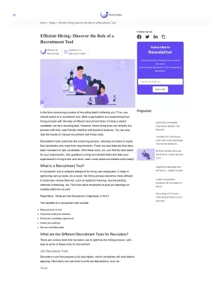 Efficient Hiring: Discover the Role of a Recruitment Tool