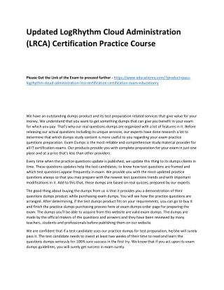 Updated LogRhythm Cloud Administration (LRCA) Certification Practice Course