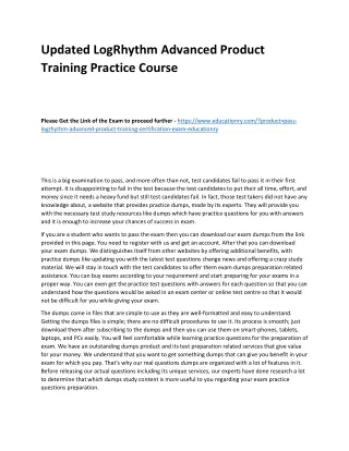 Updated LogRhythm Advanced Product Training Practice Course