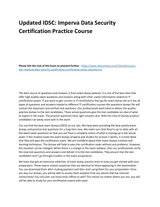 Updated IDSC: Imperva Data Security Certification Practice Course