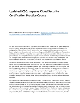 Updated ICSC: Imperva Cloud Security Certification Practice Course