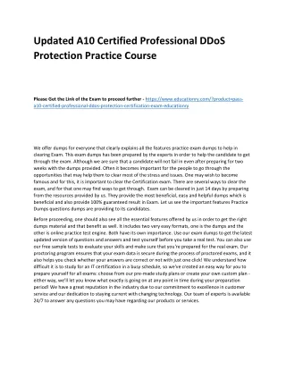 Updated A10 Certified Professional DDoS Protection Practice Course