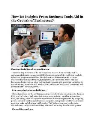 How Do Insights From Business Tools Aid in the Growth of Businesses