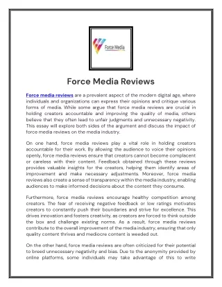 Force Media Reviews