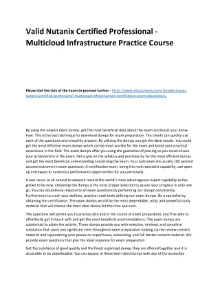 Valid Nutanix Certified Professional - Multicloud Infrastructure Practice Course