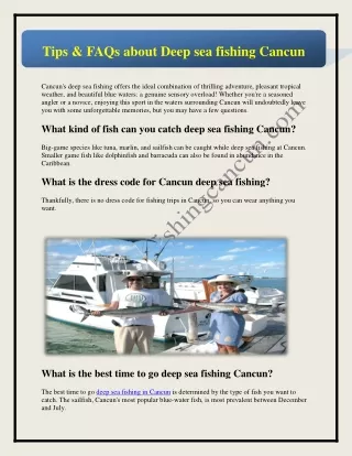 Tips & FAQs about Deep sea fishing Cancun