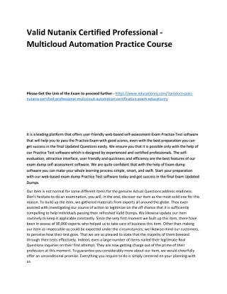 Valid Nutanix Certified Professional - Multicloud Automation Practice Course