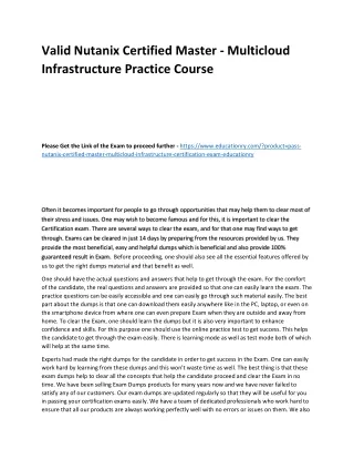 Valid Nutanix Certified Master - Multicloud Infrastructure Practice Course