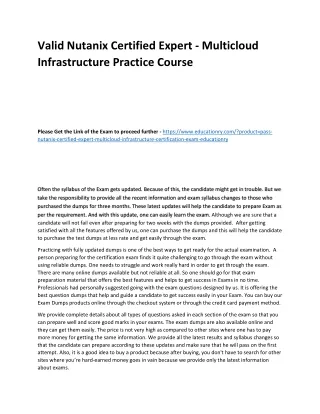 Valid Nutanix Certified Expert - Multicloud Infrastructure Practice Course