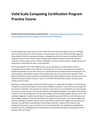 Valid Scale Computing Certification Program Practice Course