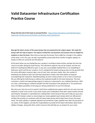 Valid Datacenter Infrastructure Certification Practice Course