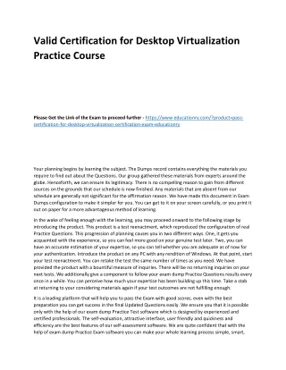 Valid Certification for Desktop Virtualization Practice Course