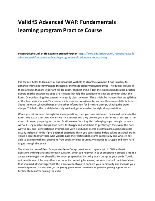 Valid F5 Advanced WAF: Fundamentals learning program Practice Course