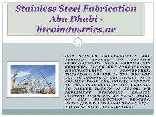 Stainless Steel Fabrication Abu Dhabi - litcoindustries.ae