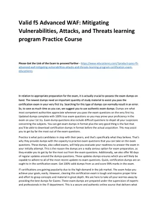 Valid F5 Advanced WAF: Mitigating Vulnerabilities, Attacks, and Threats learning