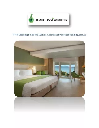 Hotel Cleaning Solutions Sydney, Australia | Sydneyecocleaning.com.au
