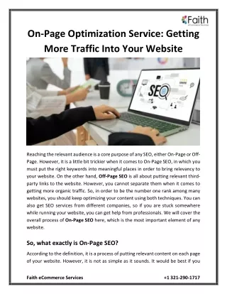 On-Page Optimization Service Getting More Traffic Into Your Website