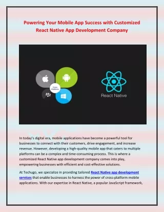 Powering Your Mobile App Success with Customized React Native App Development Company