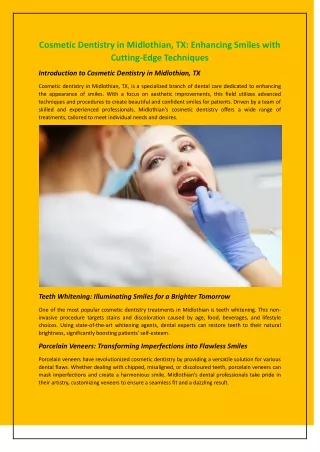 Cosmetic Dentistry in Midlothian, TX