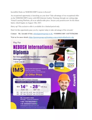 Incredible Deals on NEBOSH IDIP Courses in Kuwait