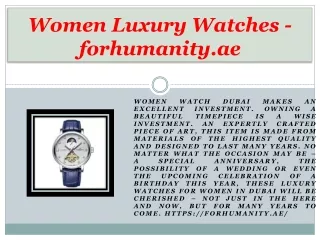 Women Luxury Watches - forhumanity.ae