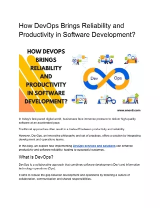 How DevOps Brings Reliability and Productivity in Software Development?