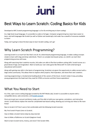 Mastering Scratch Coding: The Ultimate Guide by Juni Learning