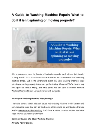 A Guide to Washing Machine Repair_ What to do if it isn't spinning or moving properly